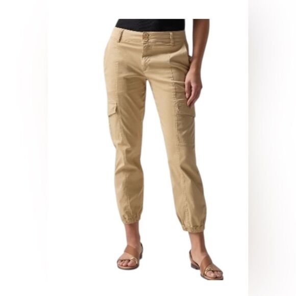 NWT Sanctuary Women’s Rebel Cropped Khaki Cargo Joggers Pants Ankle Cuff Size 27 - Picture 1 of 8